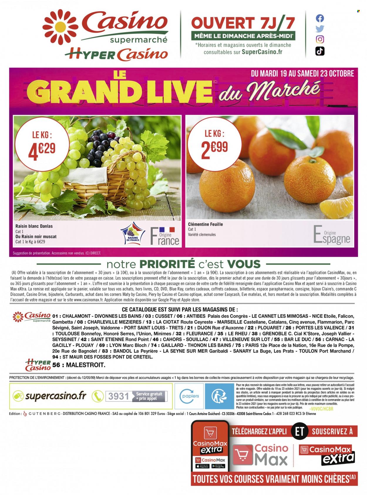 Catalogue Géant Casino - 19.10.2021 - 23.10.2021. 
