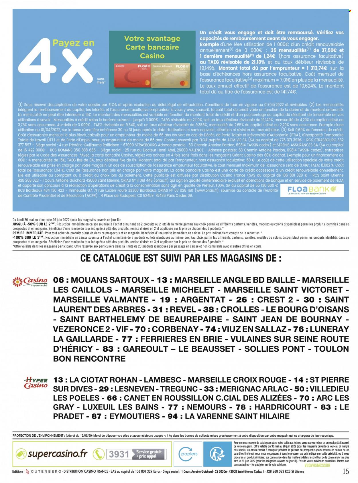 Catalogue Géant Casino - 30.05.2022 - 26.06.2022. 