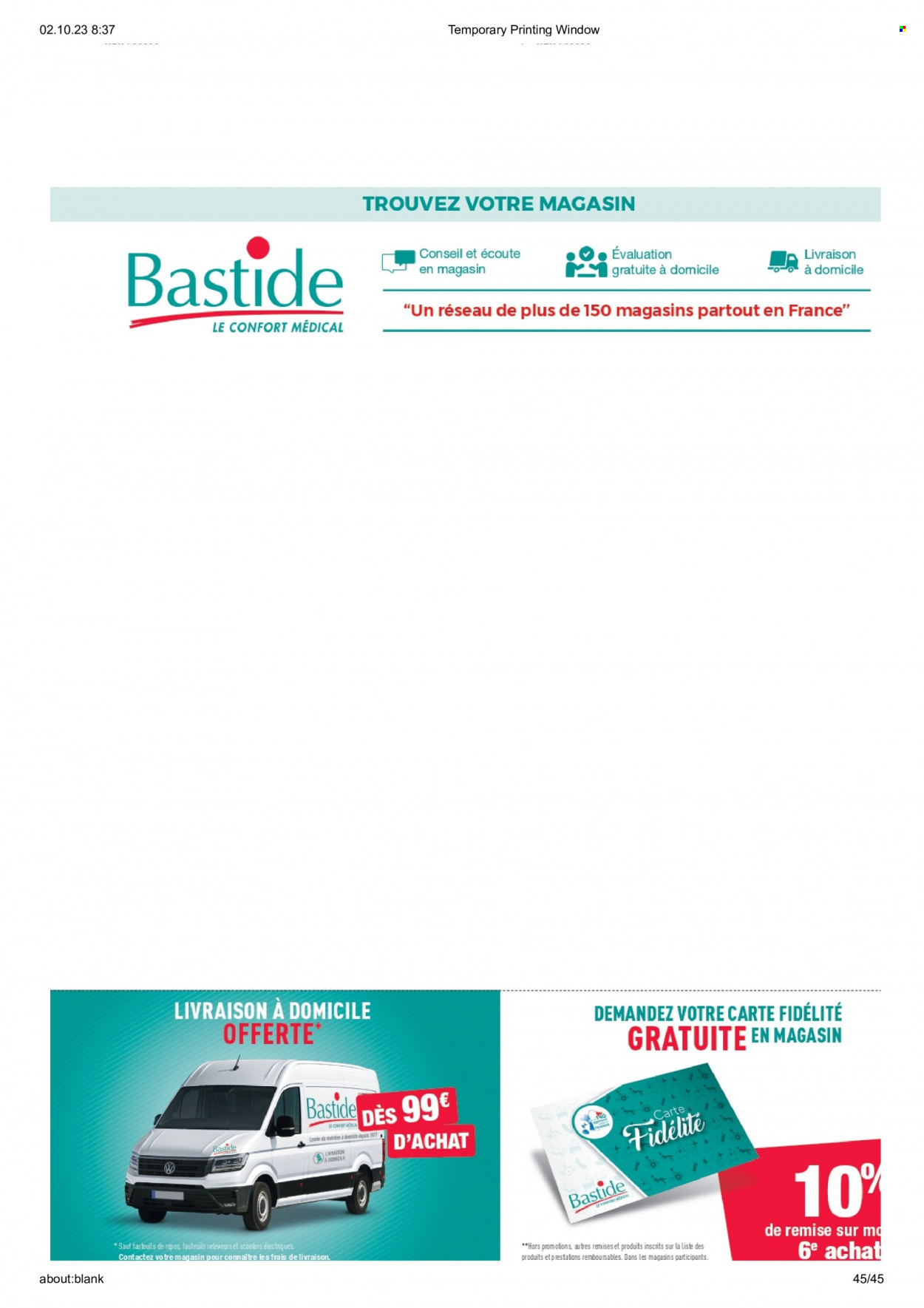 Catalogue Bastide Le Confort Médical. 