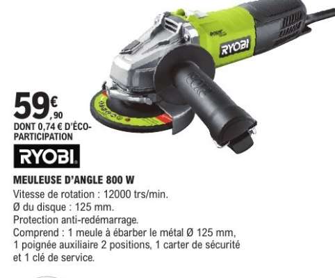RYOBI Meuleuse d'angle 800 W