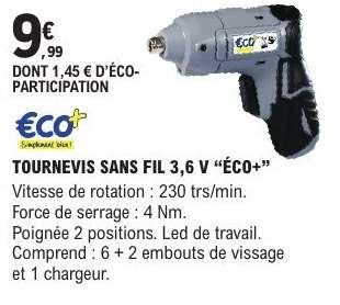 TOURNEVIS SANS FIL 3,6 V “Éco+”