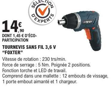 TOURNEVIS SANS FIL 3,6 V "FOXTER"