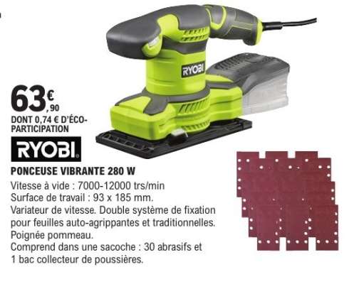 RYOBI Ponceuse Vibrante 280 W