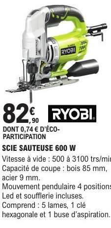 RYOBI Scie Sauteuse 600 W