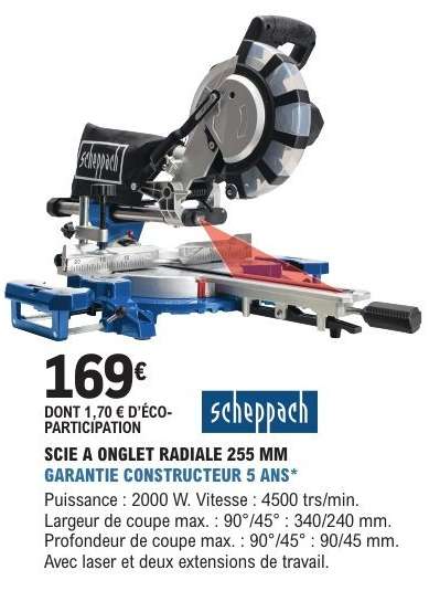 SCIE A ONGLET RADIALE 255 MM
