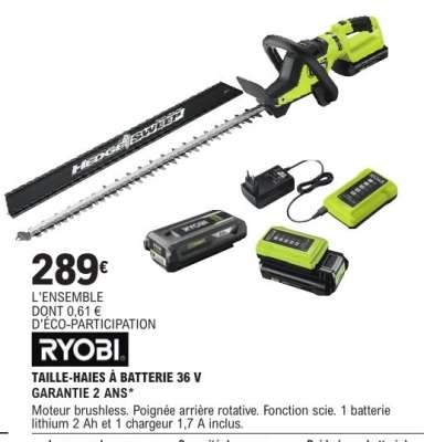 RYOBI Taille-haies à batterie 36 V