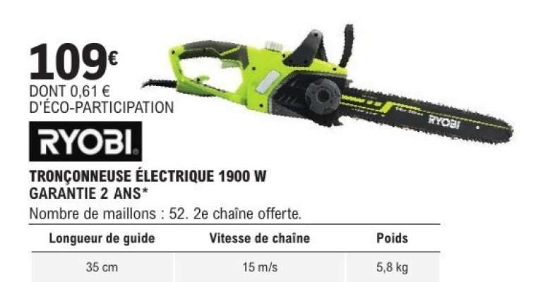 RYOBI Tronçonneuse Électrique 1900 W