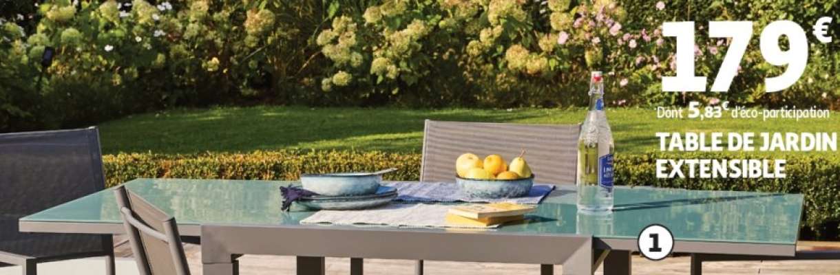Table De Jardin Extensible - Structure aluminium, plateau verre trempé
Dim. L.90/180 x l.90 x H.75 cm
Réf. 551989