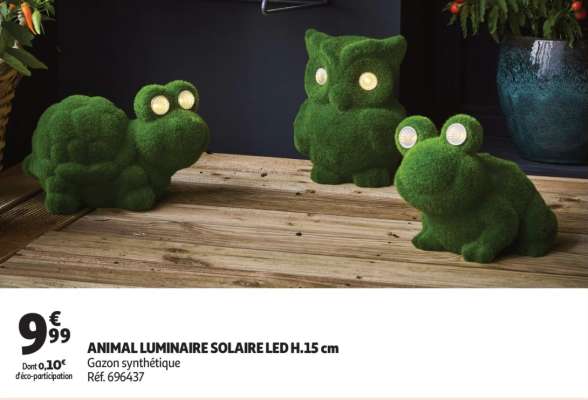 Animal Luminaire Solaire Led H.15 Cm - Gazon synthétique
Réf. 696437