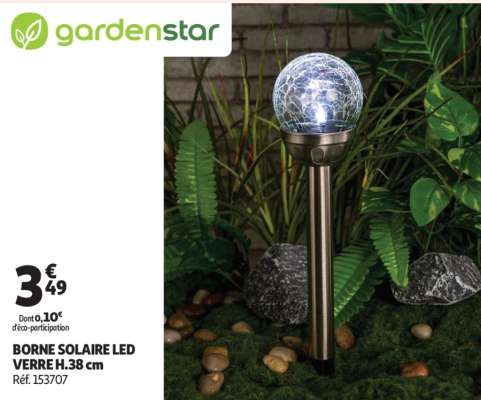 Borne Solaire Led Verre H.38 Cm - Réf. 153707