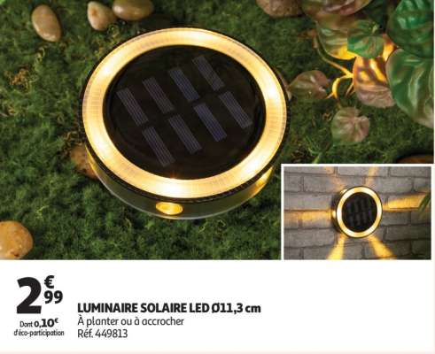 Luminaire Solaire Led Ø11,3 Cm - À planter ou à accrocher
Réf. 449813