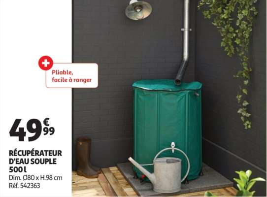 Récupérateur D'eau Souple 500 L - Dim. Ø80 x H.98 cm
Réf. 542363