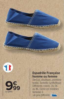 Espadrille Française homme ou femme