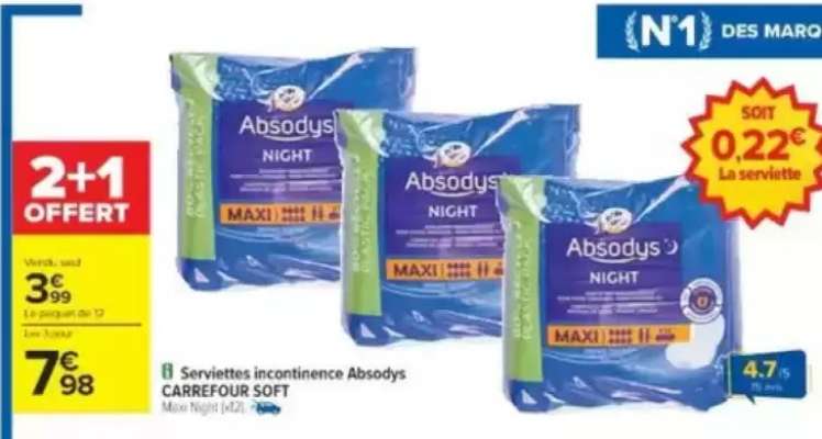 Serviettes incontinence Absodys