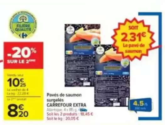Pavés de saumon surgelés CARREFOUR EXTRA