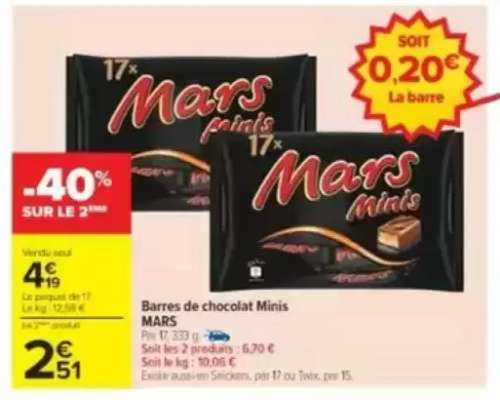 Barres de chocolat Minis MARS