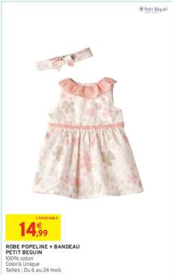 PETIT BEGUIN ROBE POPELINE + BANDEAU