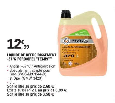 LIQUIDE DE REFROIDISSEMENT -37°C FORD/OPEL "TECH9"