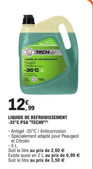 LIQUIDE DE REFROIDISSEMENT -35°C PSA "TECH9"