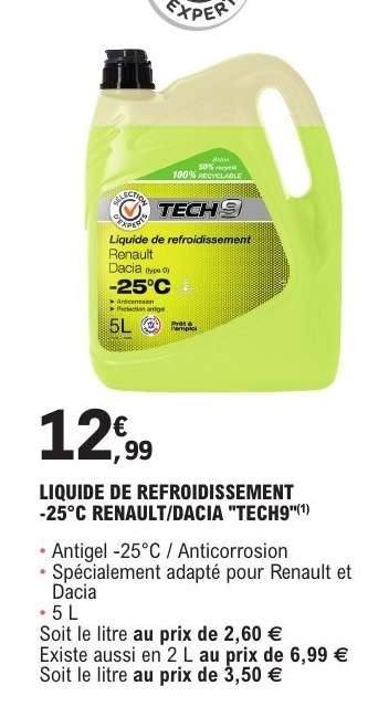 LIQUIDE DE REFROIDISSEMENT -25°C RENAULT/DACIA "TECH9"
