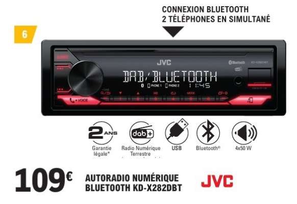 AUTORADIO NUMÉRIQUE BLUETOOTH KD-X282DBT