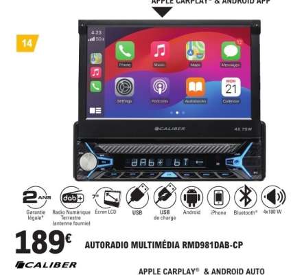 AUTORADIO MULTIMÉDIA RMD981DAB-CP