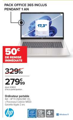 Ordinateur portable HP 17-CN0023NF CEL