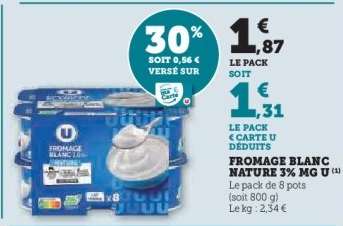 FROMAGE BLANC NATURE 3% MG U