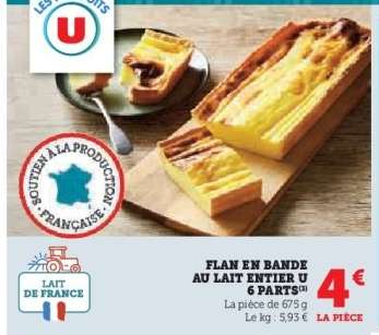 Flan en bande au lait entier U 6 parts
