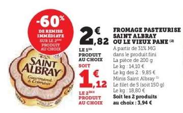 FROMAGE PASTEURISE SAINT ALBRAY OU LE VIEUX PANE