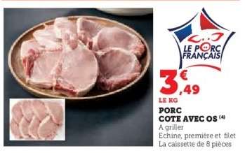 Porc : Cote avec os