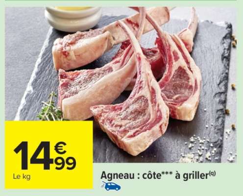 Agneau : côte*** à griller