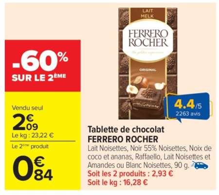 Tablette de chocolat FERRERO ROCHER
