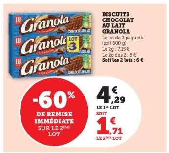 Biscuits Chocolat au Lait Granola