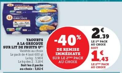 Yaourts à la Grecque sur lit de fruits
