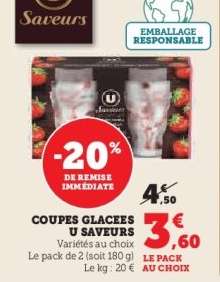 COUPES GLACÉES U SAVEURS