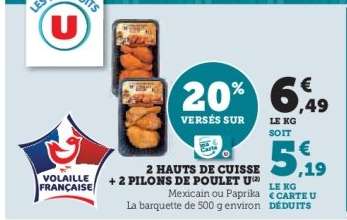 2 Hauts de Cuisse + 2 Pilons de Poulet U