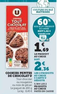 COOKIES PEPITES DE CHOCOLAT U
