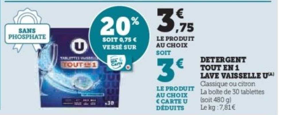 Detergent Tout en 1 Lave Vaisselle U