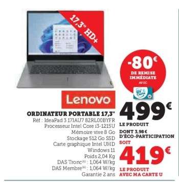 Ordinateur Portable 17.3" Lenovo