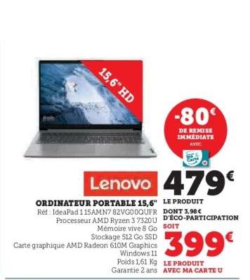 Ordinateur Portable 15,6" Lenovo