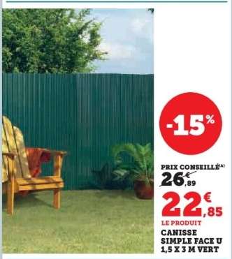 CANISSE SIMPLE FACE U 1,5 X 3 M VERT