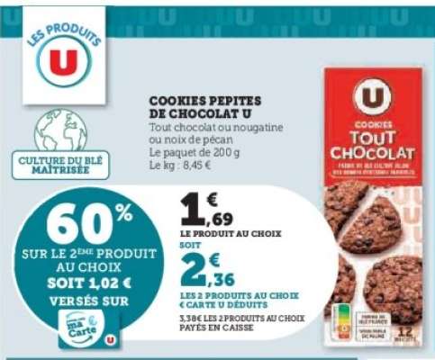 COOKIES PEPITES DE CHOCOLAT U