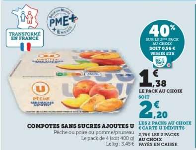 COMPOTES SANS SUCRES AJOUTÉS U