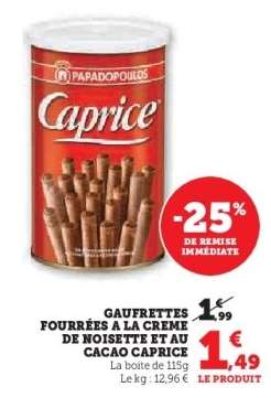 Caprice Gaufrettes Fourrées