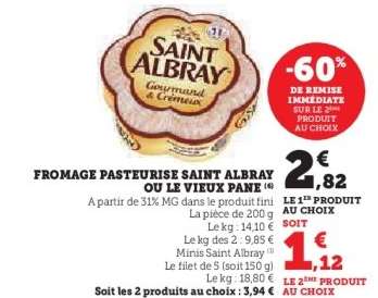 FROMAGE PASTEURISE SAINT ALBRAY OU LE VIEUX PANE