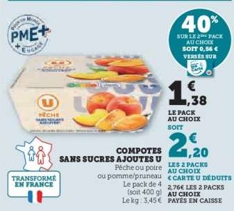 COMPOTES SANS SUCRES AJOUTÉS U