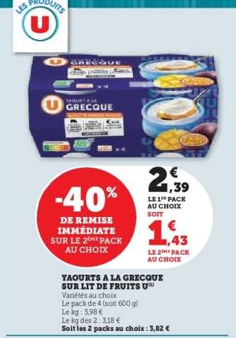 Yaourts à la Grecque sur lit de fruits U