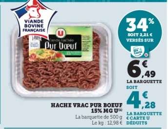 Haché Vrac Pur Bœuf 15% MG U