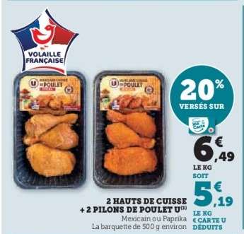 2 Hauts de Cuisse + 2 Pilons de Poulet